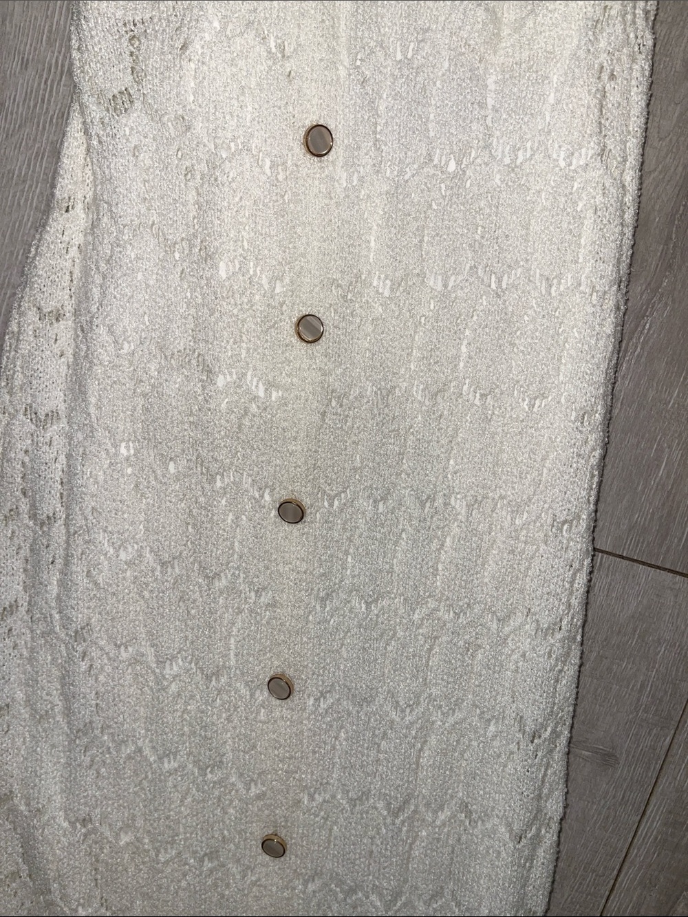 Lace Pearl Button-Front Maxi Dress scallop Crochet - White-XS- never worn! - Picture 2 of 8